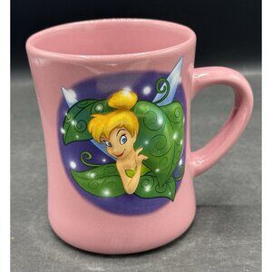 Disney Store Pink Embossed 3D Smiling Tinkerbell Tink Fairy Coffee Mug Cup